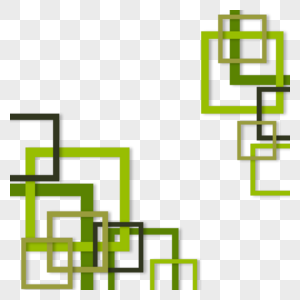 叠加的绿色正方形线条抽象商务几何边框图片