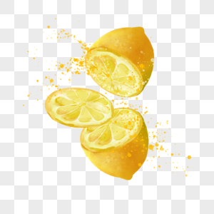 水彩夏季水果剖开的柠檬图片