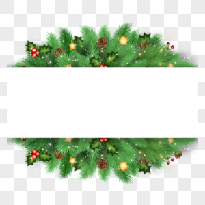 圣诞节绿色松枝装饰边框图片