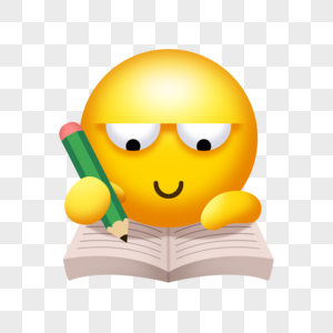 可爱卡通学校写作业emoji表情图片