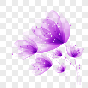 水彩金粉抽象紫色半透明花卉图片