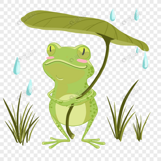 卡通可爱夏季打伞青蛙图片