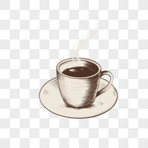 复古色彩素描下午茶咖啡杯图片