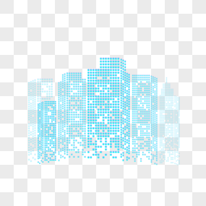 蓝色抽象色块组合城市建筑图片