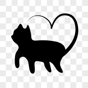 黑色剪影猫咪卡通猫咪爱心的样式图片