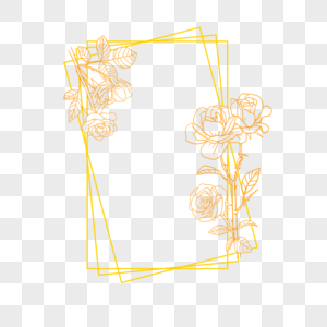金线花卉婚礼玫瑰金色边框图片