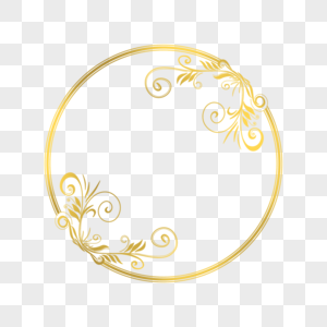 装饰圈花卉金色圆框图片