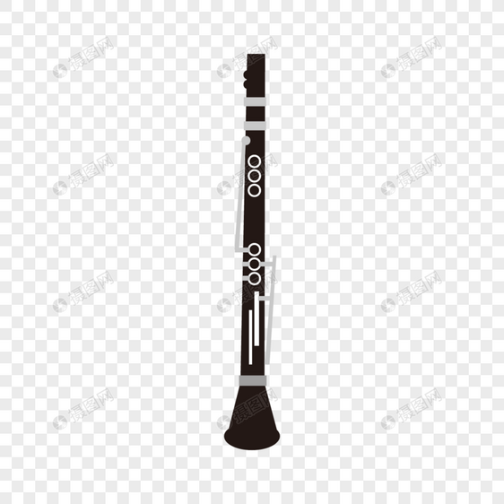 线稿音乐器材黑色卡通单簧管图片