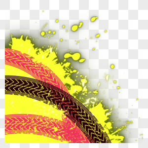 水墨喷溅轮胎痕迹水彩图片