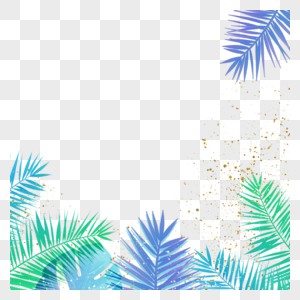 金色光点星点棕榈叶边框图片