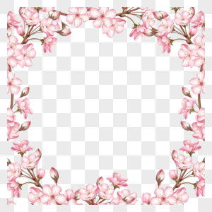 粉色花瓣花苞春天樱花边框图片
