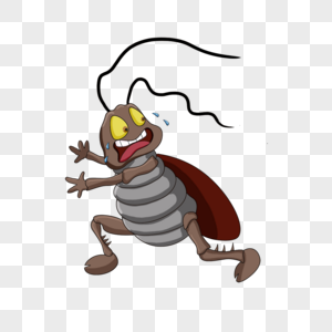 蟑螂害怕逃跑卡通高清图片