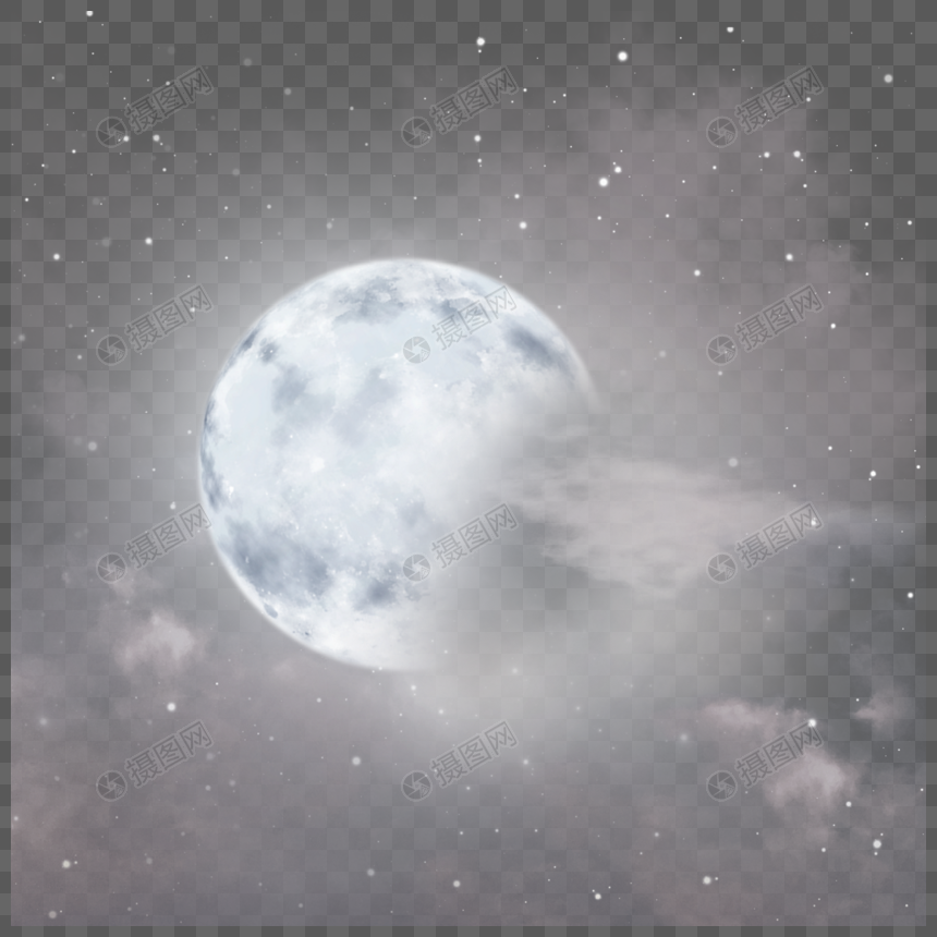 月食亮白月光夜空装饰图片
