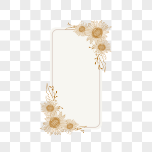 金色线稿花卉长方形边框图片