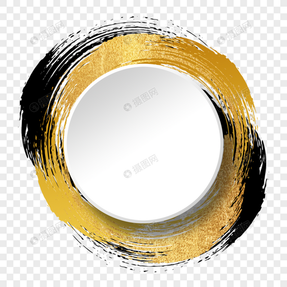双色圆环金色笔刷抽象边框图片
