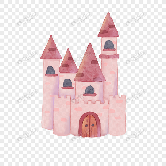水彩童话粉色城堡图片