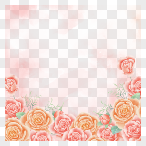 粉色花朵花丛水彩花卉边框图片