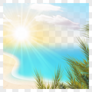 夏季阳光沙滩海水质感边框图片