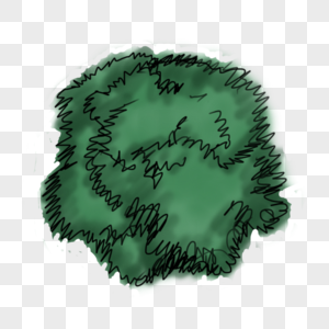深绿色简约灌木树顶简笔画图片