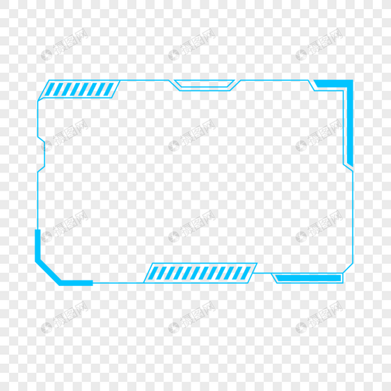蓝色几何游戏抽搐直播流覆盖边框图片