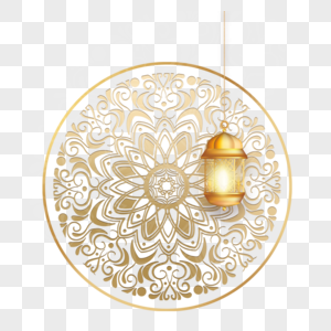 金色镂空圆盘质感斋月背景图片