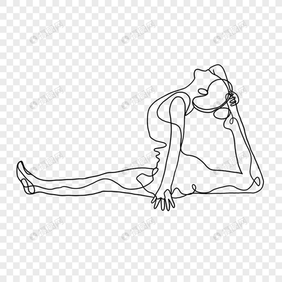 锻炼的女抽象线条画瑜伽姿势图片