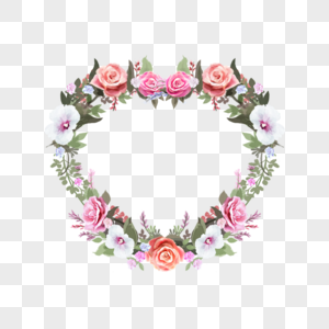 心形玫瑰花卉边框图片