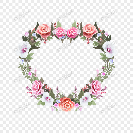 心形玫瑰花卉边框图片