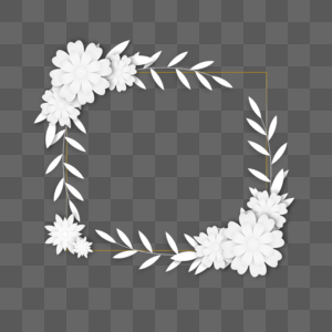 剪纸白色花卉婚礼边框图片