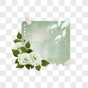 剪贴薄复古花卉绿色撕碎的纸高清图片