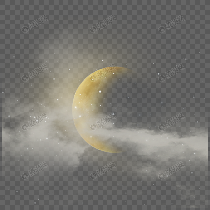 月食夜空景色云朵装饰图片