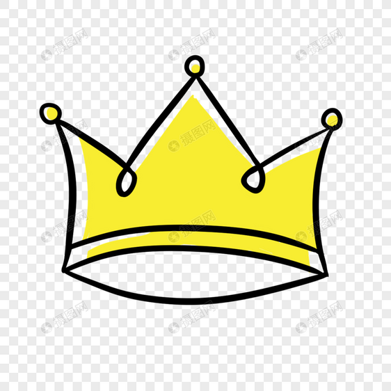 卡通线条黄色王子公主贵族王冠图片