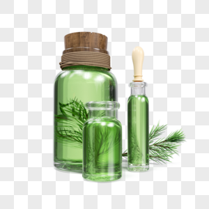 绿色植物精油玻璃瓶高清图片