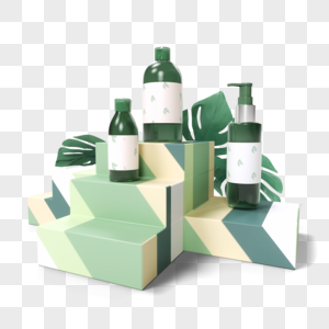 绿色台阶化妆品瓶子图片