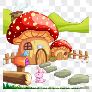 卡通童话蘑菇房子高清图片