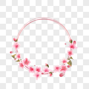 桃花花卉边框圆形装饰高清图片