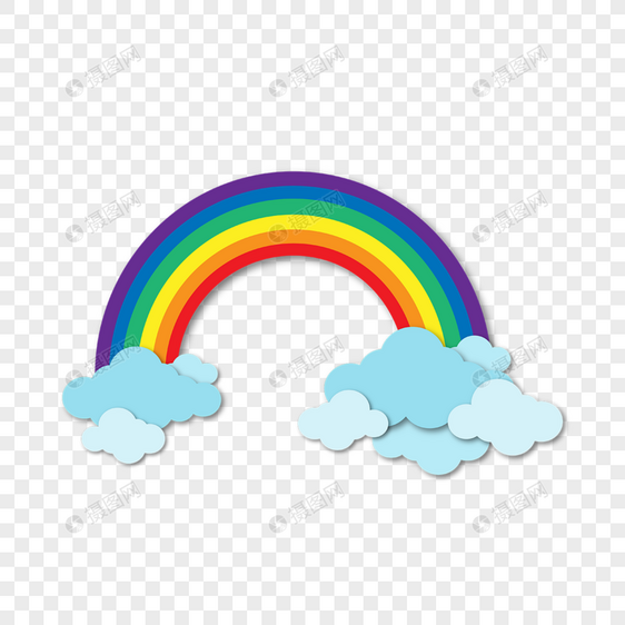 可爱剪纸风格彩虹云朵天气图片