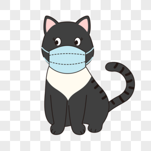 防疫卫生卡通带口罩的猫咪图片