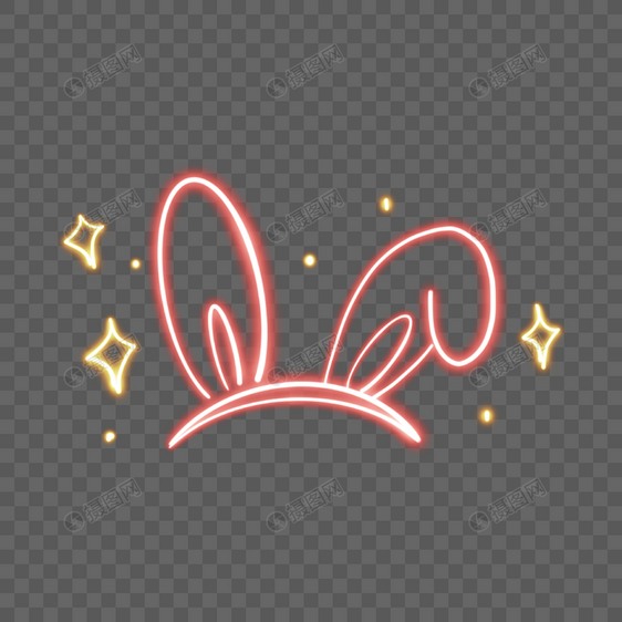 霓虹彩色兔子耳朵装饰图片