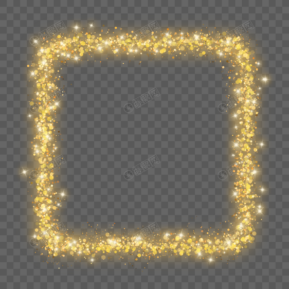 金色光效星光方形颗粒边框图片