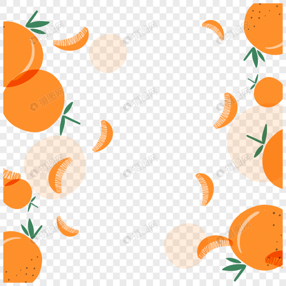 卡通橙子水果边框背景图片