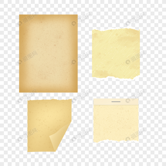 黄色折痕牛皮纸复古剪贴簿撕碎的纸图片