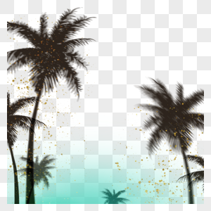 金色光点椰树棕榈树边框图片