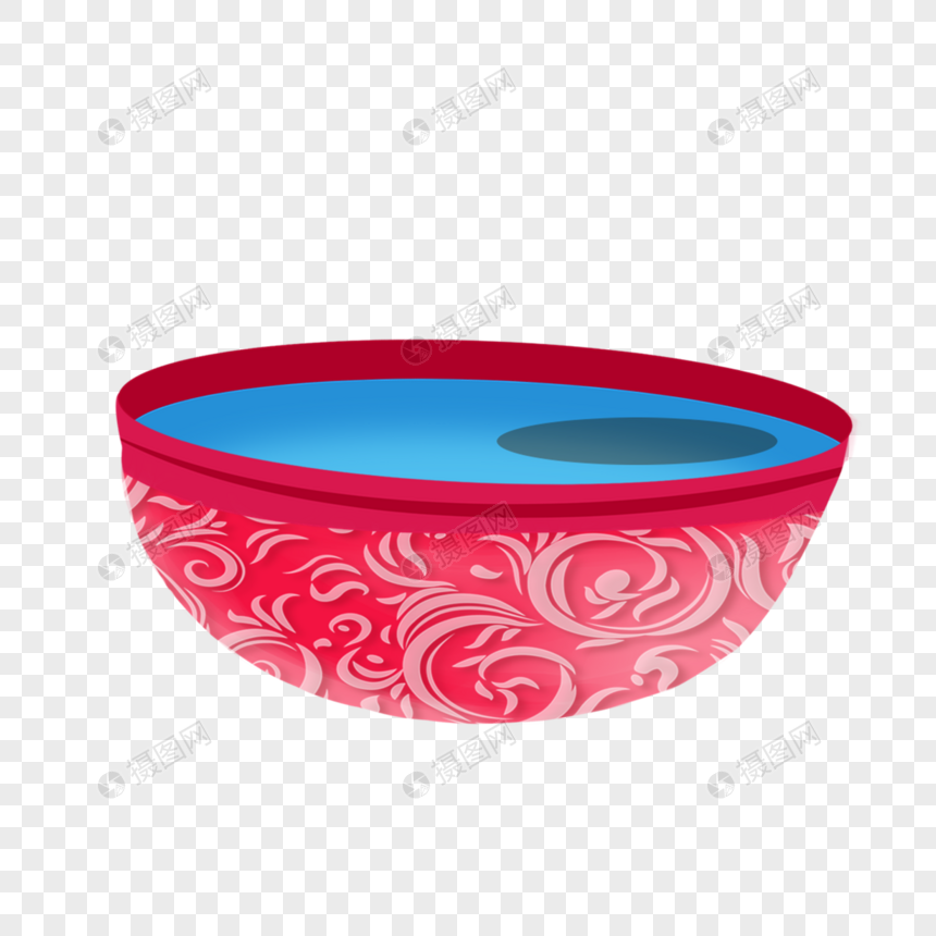 泼水节卡通红碗里的水