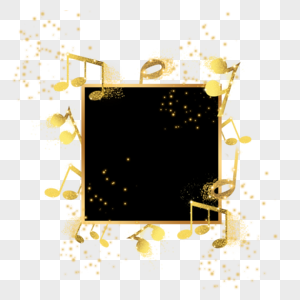 金色音符音乐黑色边框图片