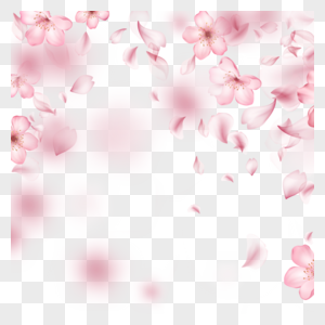 动感粉色飘落光效樱花边框图片
