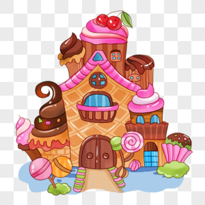 城堡梦幻糖果巧克力卡通画高清图片