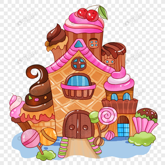 城堡梦幻糖果巧克力卡通画图片