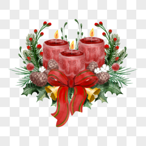 圣诞水彩蜡烛经典节日装饰图片