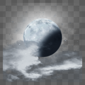 月食白色月光星空云朵图片
